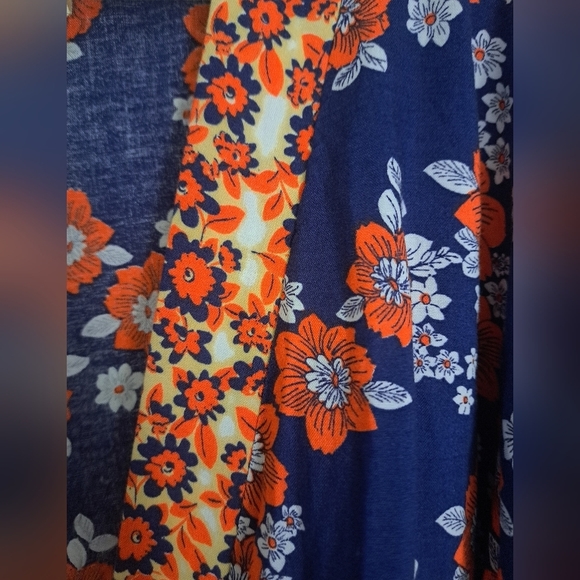 JAPNA bohemian floral flowly orange blues shrug tie shirt top M - Picture 6 of 11